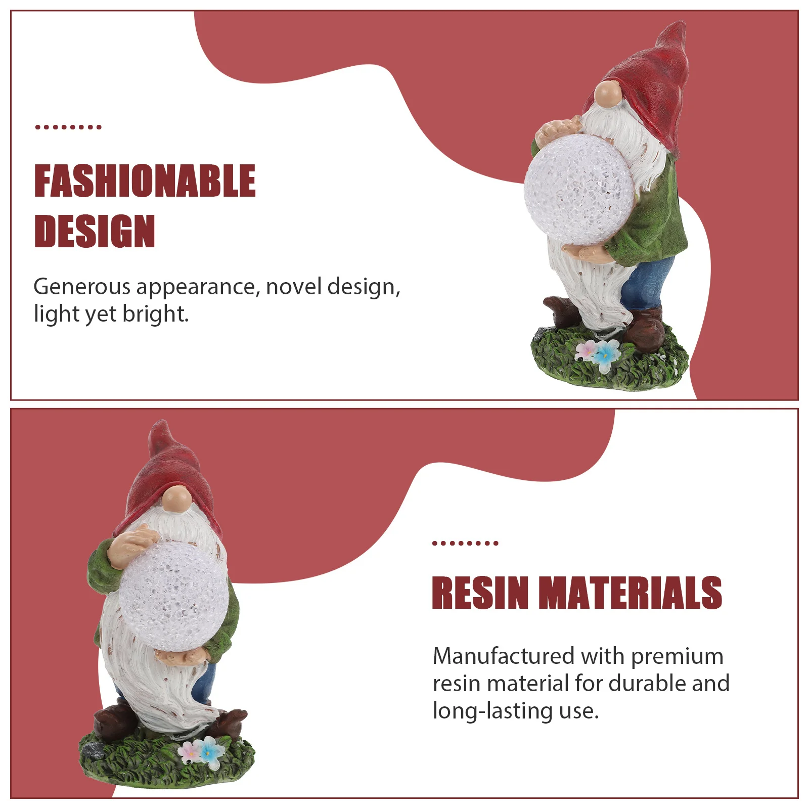 

1Pcs Red Hat Gnome Solar Light Resin Craft Decorative Outdoor Garden Lawn Lamp Romantic Warm Atmosphere Garden Ornament