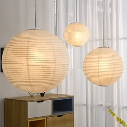 Estilo japonês wabi sabi luminária estudo café jantar quarto led pendurado luz redonda arroz papel lustre decoração do quarto luminária