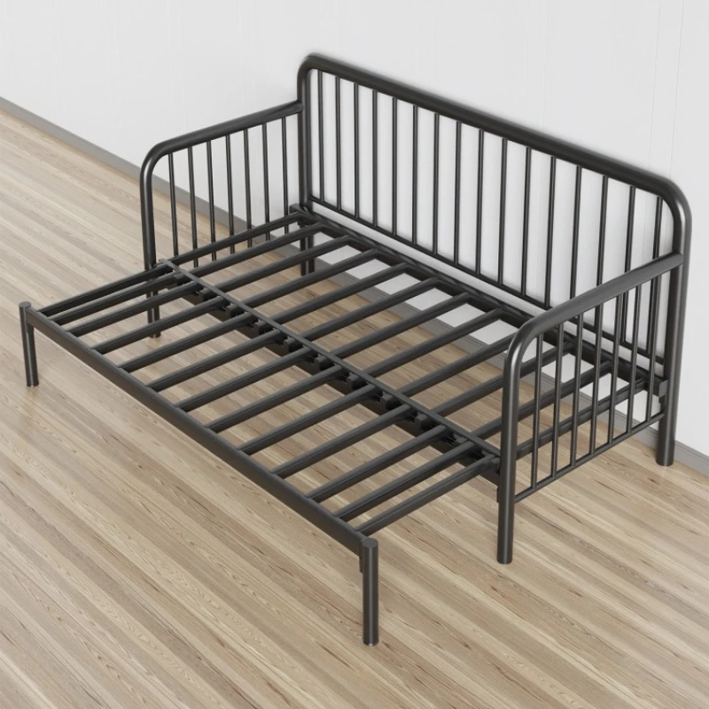 

Small apartment single wrought iron sofa bed folding sitting and lying dual-purpose telescopic iron new pull-out wrought iron be