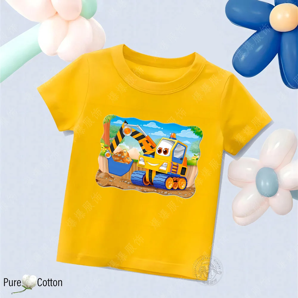 Children's short sleeve T-shirt fashion printed cartoon cute summer children's top cotton little children brother and sister top