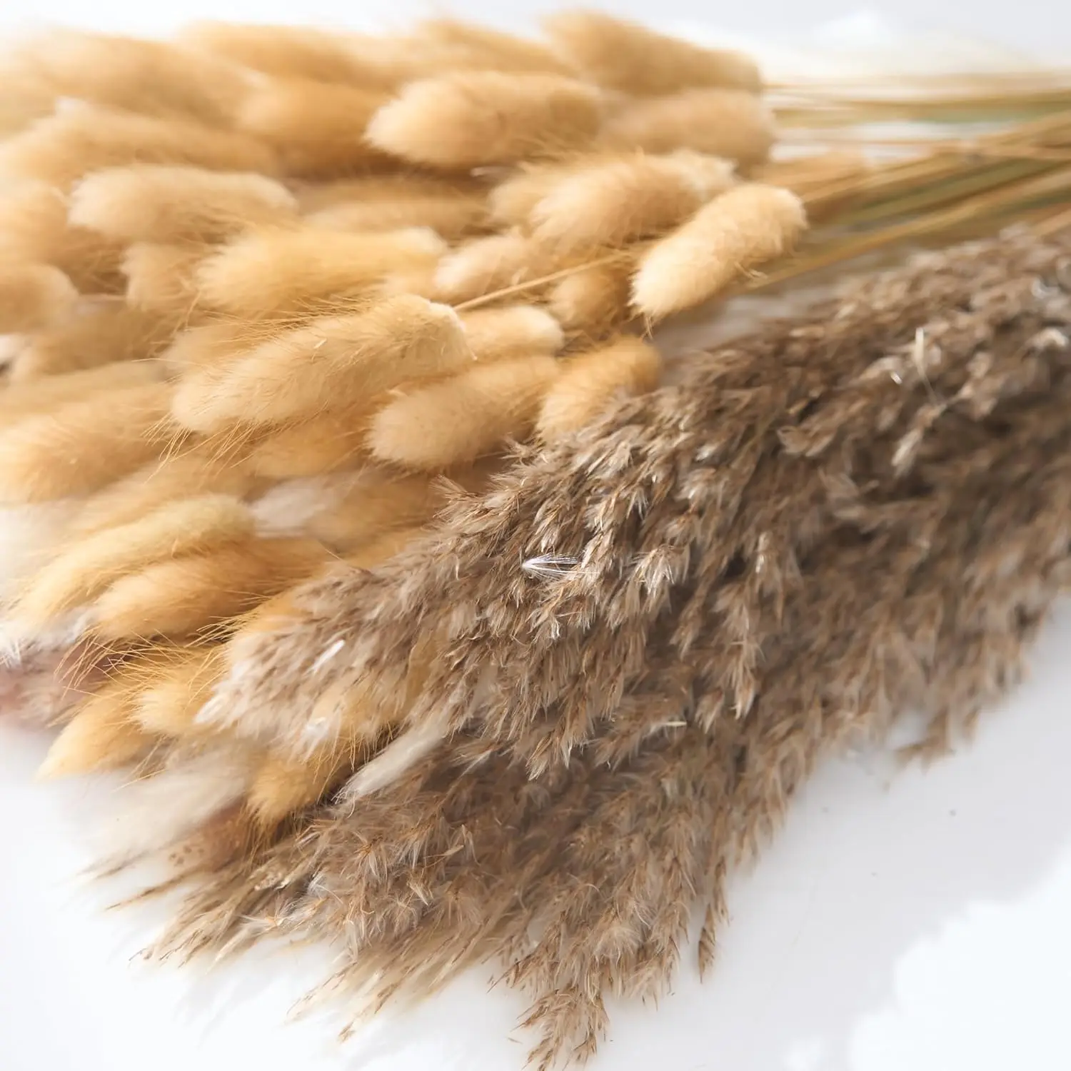 110PCS Dried Pampas Grass and Bunny Tails Dried Flowers -Boho Decor for Wedding Floral Arrangements and Stylish Home Decor  Fall