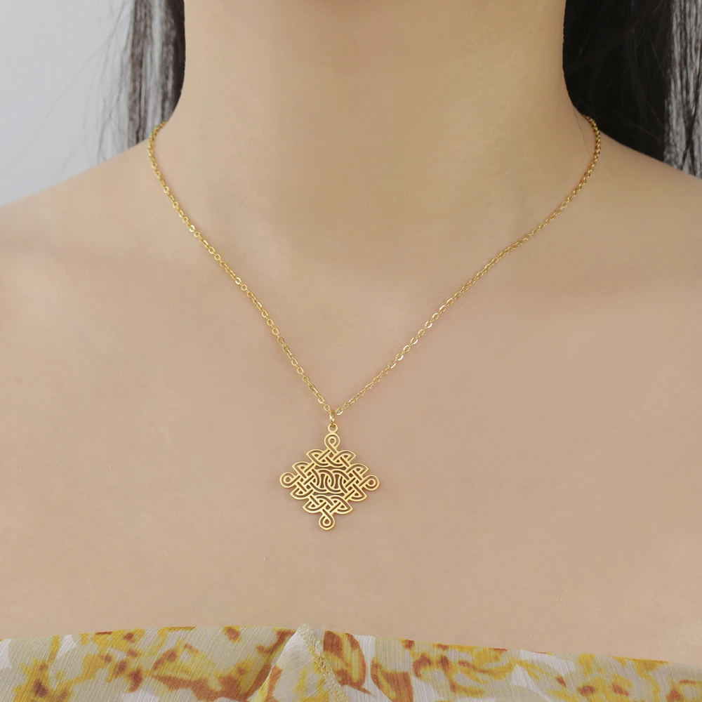 داوابارا إنفينيتي سلتكس عقدة قلادة الأيرلندية حسن الحظ تميمة الهندسة المقدسة مجوهرات من صلب لا يصدأ هدية السنة الجديدة #4