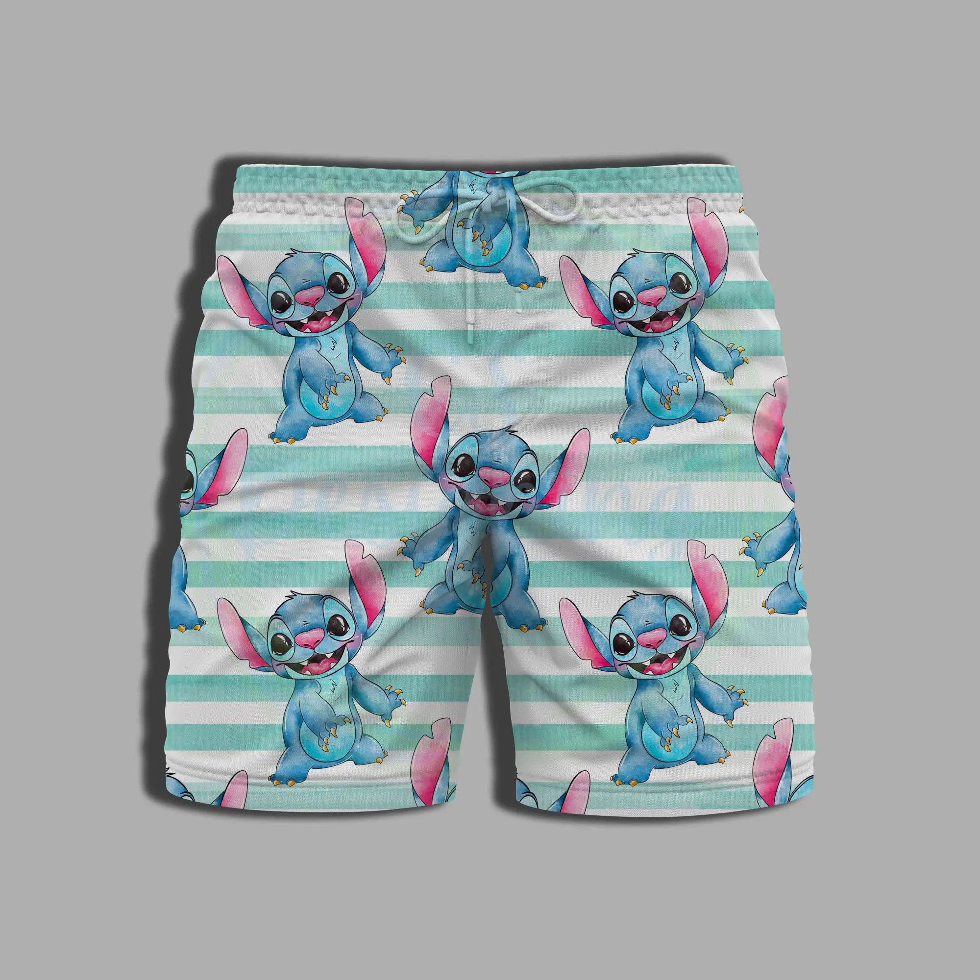 Pakaian renang pria, baju renang pantai, Gym, celana pendek untuk wanita, pakaian mandi pria musim panas, celana Disney, motif Stitch