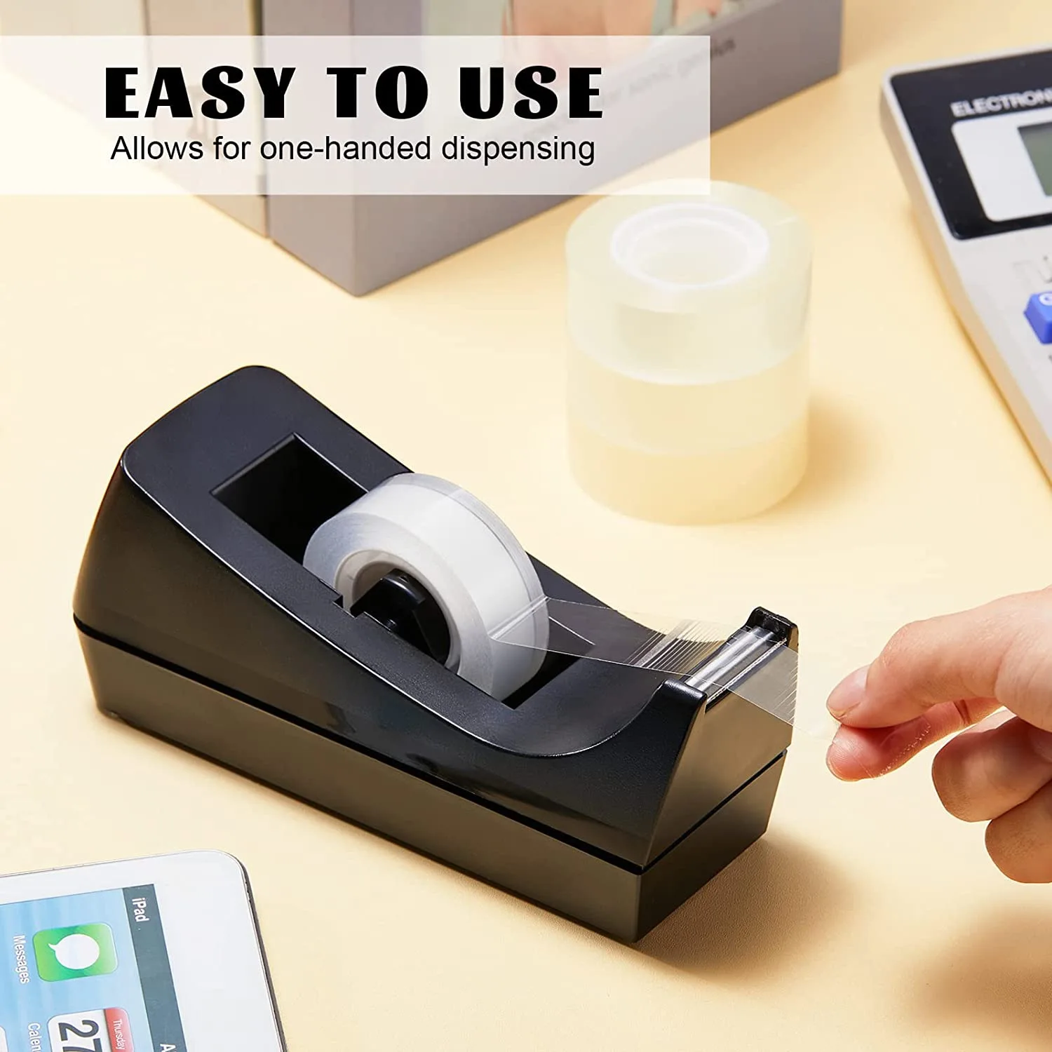 PVC Desk Tape Dispenser with Non-Slip Base Efficient Tape Dispensing for Home School Professionals and Students