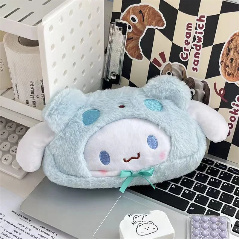 Sanrio Cinnamoroll Pencil Case Plush Large Capacity Cute Student Stationery Cosmetics Pencil Pouch School Office Supplies