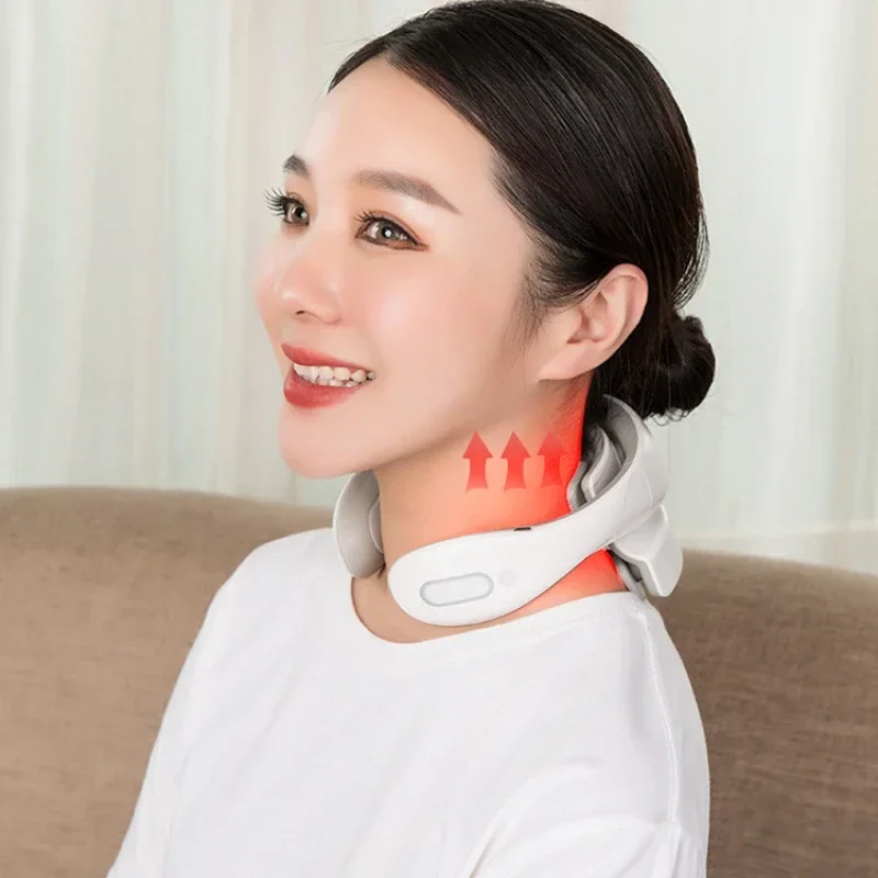 Intelligent Pulse Neck Massager Electric Vibration Pulse Neck Massager Rechargeable Heated Voice Back Massage Muscle Relaxation