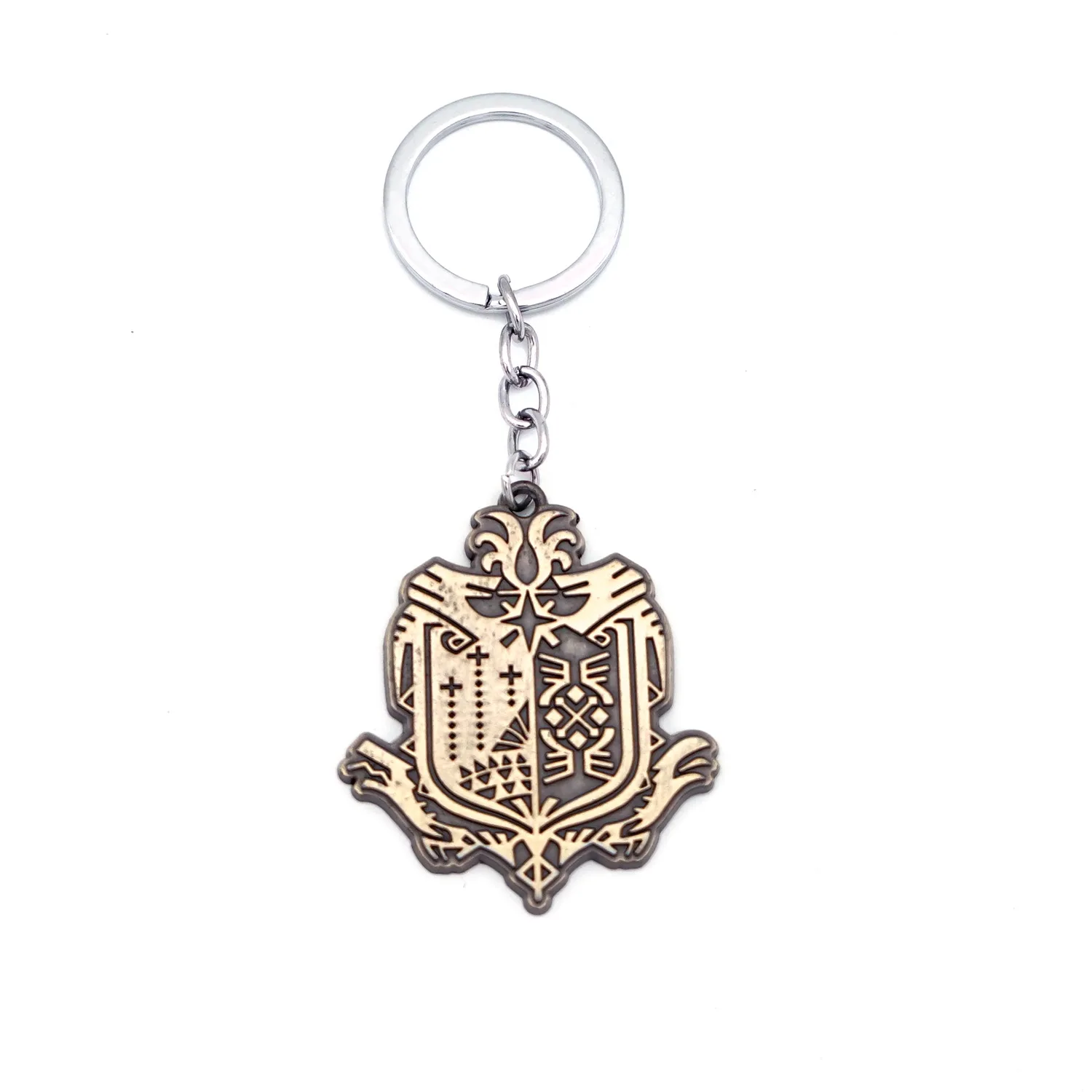 Game Peripheral Monster Hunter Metal Keychain Hunter Guild Badge Dog Tag Key Chain World Hunters Association Keyring Gift