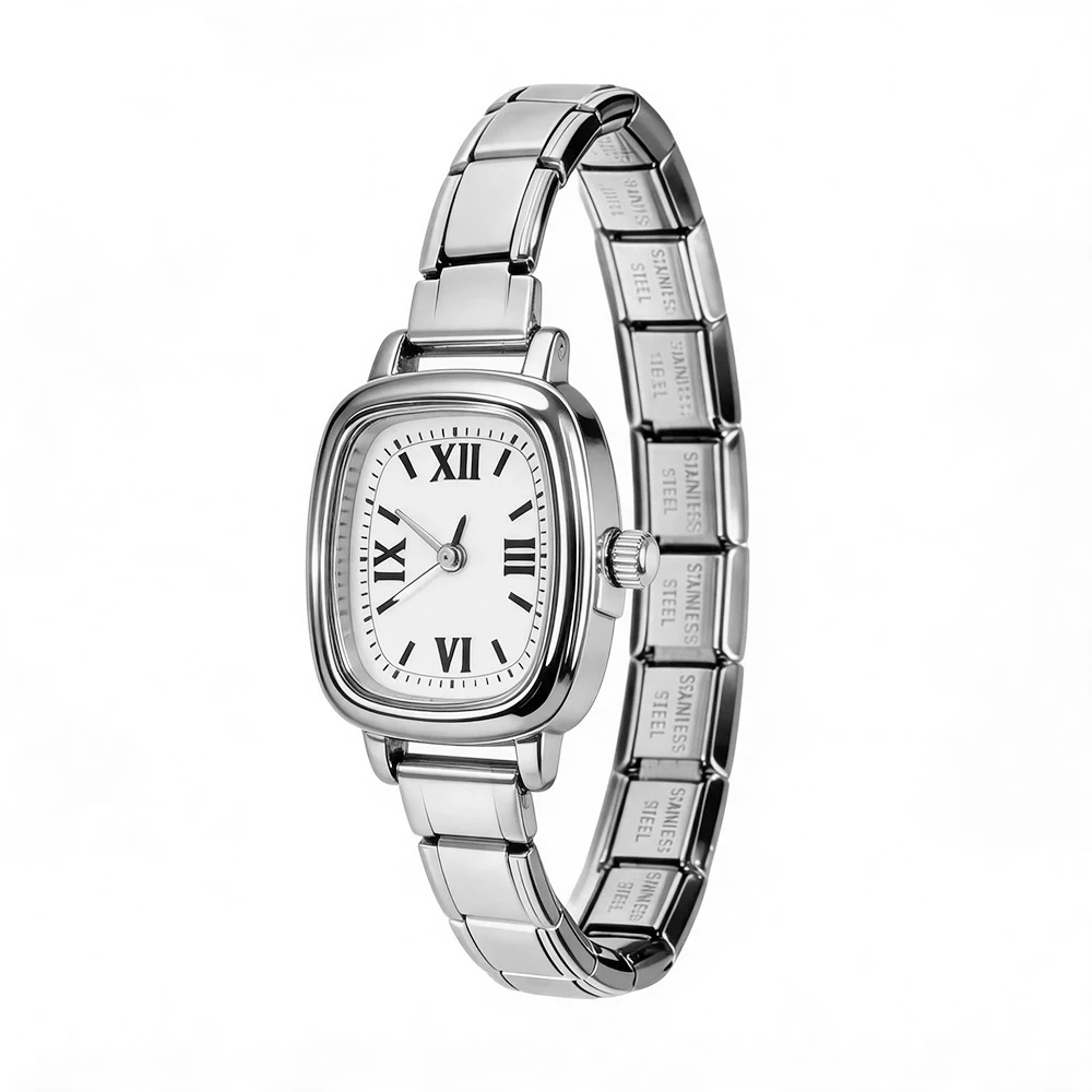 Italian Charm Watch Square Simple Watch Bracelet 9MM Italian Elastic Charm for Friend Wife Birthday Gift DIY Jewelry