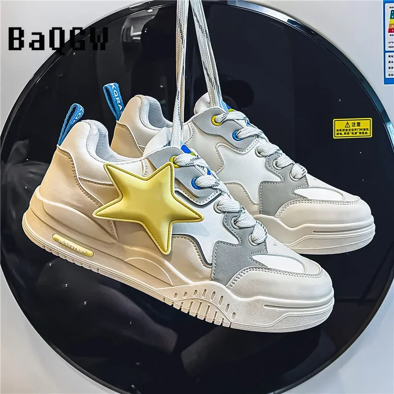 Baskets patchwork décontractées pour hommes, chaussures de skateboard confortables à lacets, mode hip hop, streetwear, nouveau designer, 2024