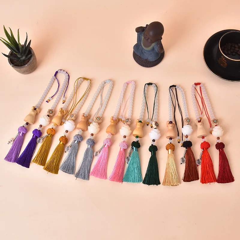 Multicolor Chinese Style Lucky Wood Carved Bodhi Buddha Statue Pendant Elk Car Hanging Accessories Xmas Gift Decor Dropshipping