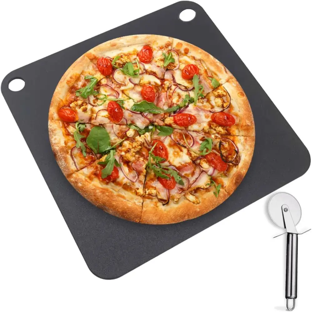 

Enhanced Heat Conductive Steel Plate for Pizza and Bread Baking - Durable BBQ and Baking Alternative to Pizza Stone