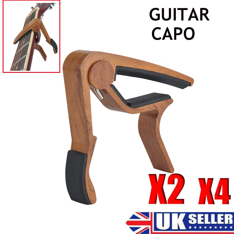 

Guitar Capo Acoustic Electric Precise Design Stable Performance String Trigger Long Life Delicate Color Wooden Grain Rubber