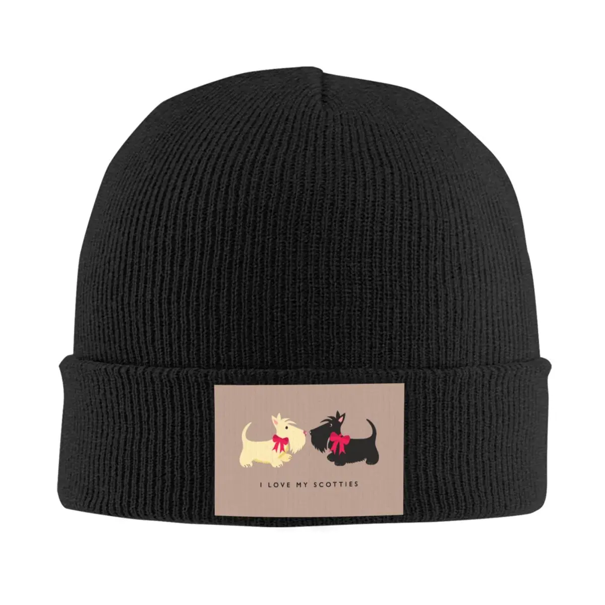 Custom I Love My Scotties Skullies Beanies Caps Unisex Winter Warm Knit Hat Women Men Adult Scottish Terrier Dog Bonnet Hats