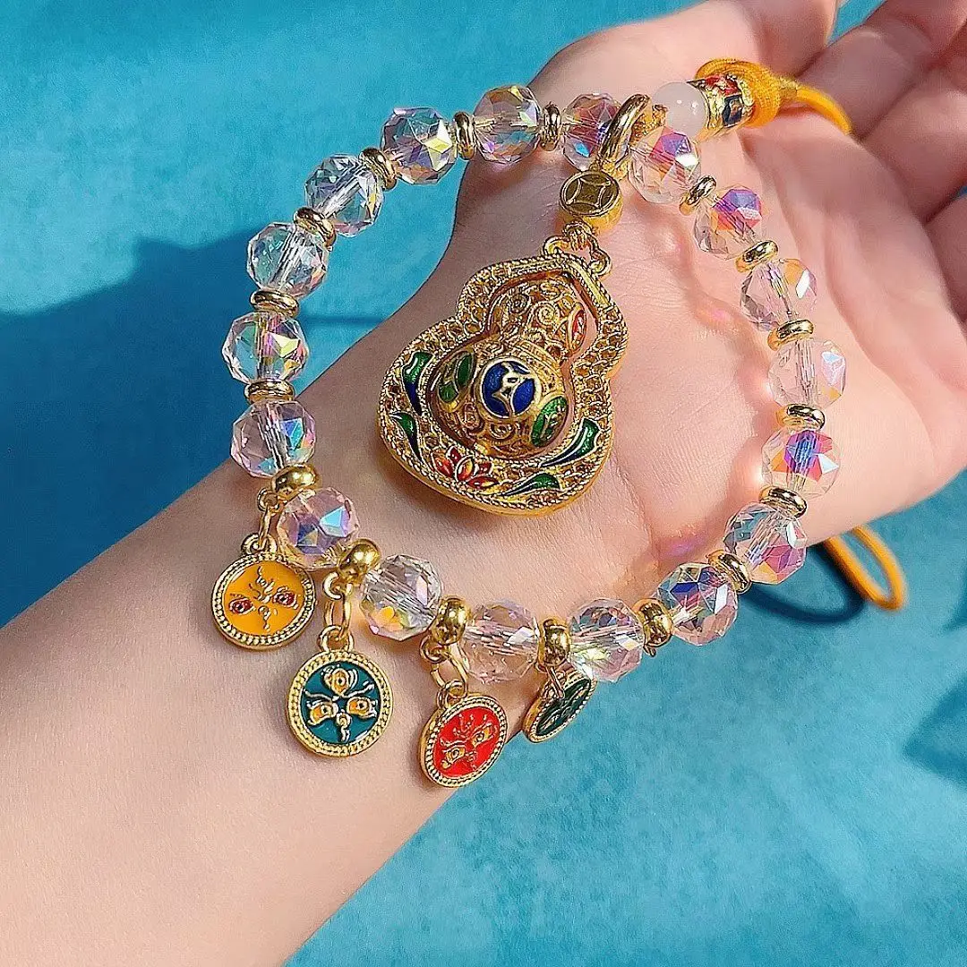 

Wholesale Temple Glazed Car Hanging Colorful Crystal Glazed Jinbao Car Pendant Pendant Fu Brand