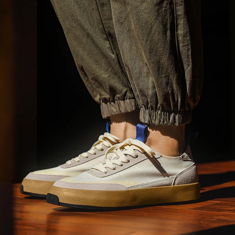 

Men's casual shoes 2026 new silk breathable board shoes canvas mesh student men's shoes trend