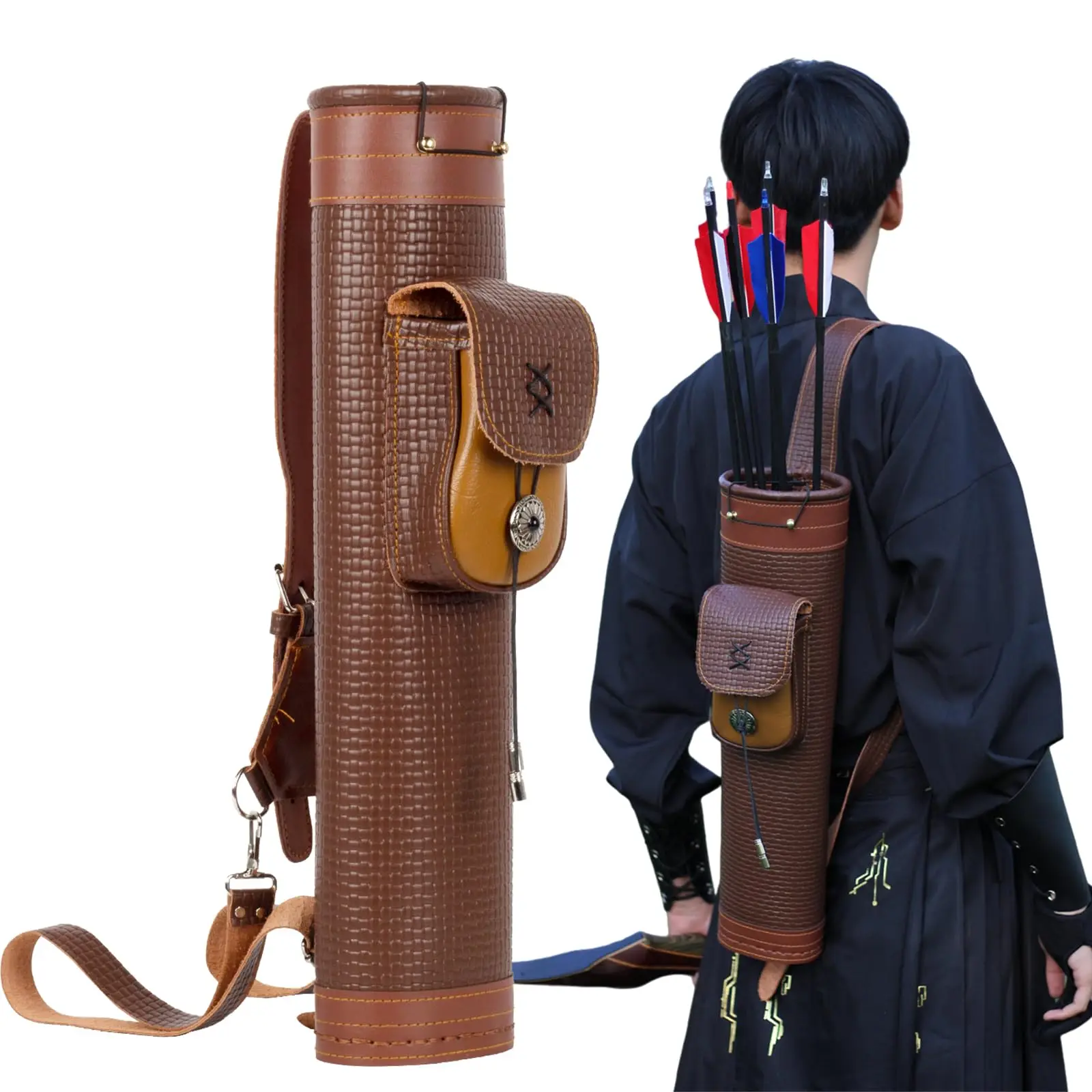 

Arrow Quiver Arrow Holder Handmade Traditional Leather Quiver Archery Shoulder Quiver For Arrows Cosplay Bow Arrow Accessories
