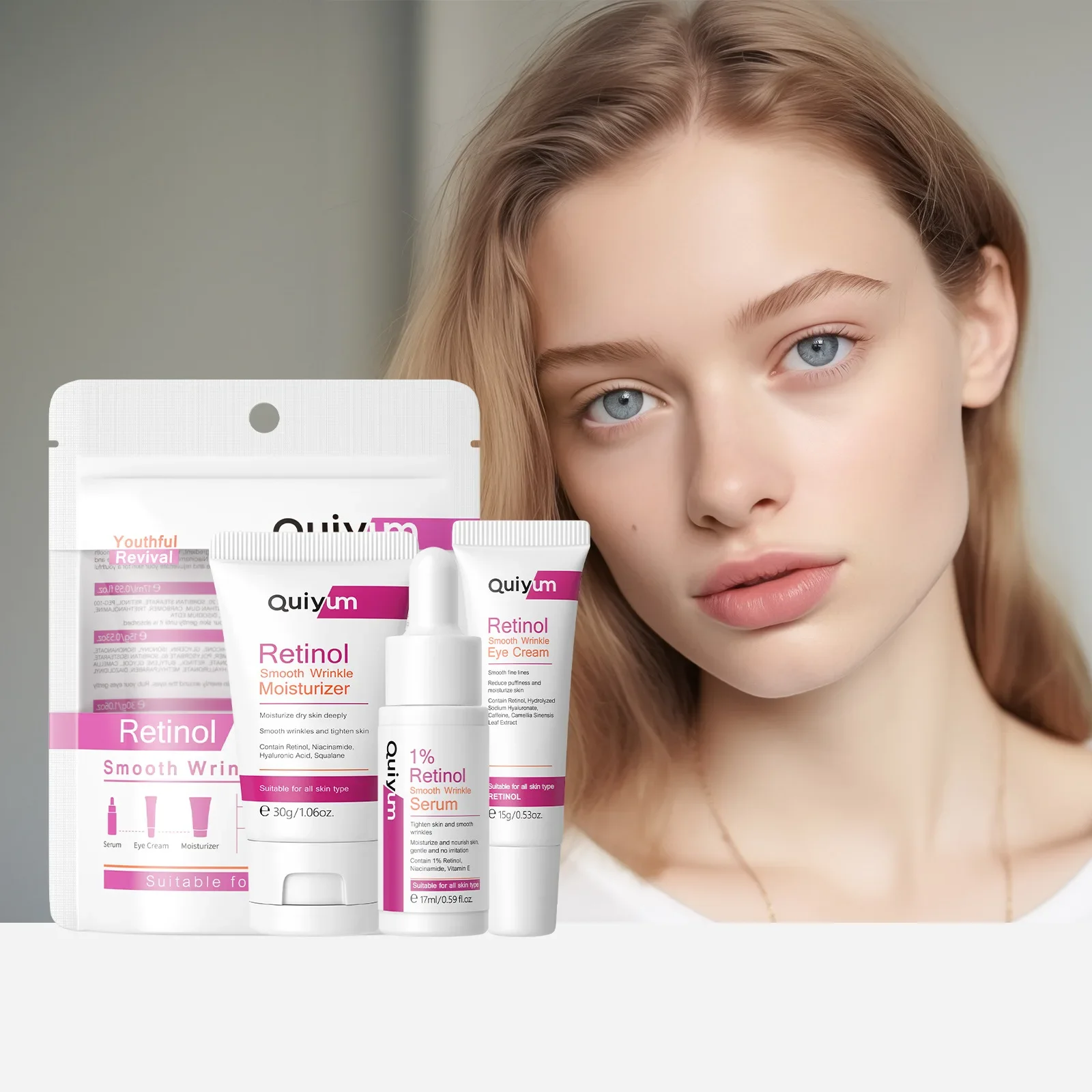 

Retinol Skin Care 3-Piece Set Smoothes Wrinkles And Fine Lines, Improves Skin Elasticity And Radiance