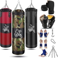 100/120cm Unfilled Heavy Punching Bag Professional Boxing Sandbag with Hanging Accessorie for MMA Muay Thai Kickboxing Taekwondo