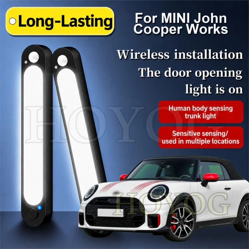 For MINI John Cooper Works 2008-2026 Car Boot Light LED Lamp Motion Sensor Type C Charging Trunk Cargo Light Sedan Interior Cabi