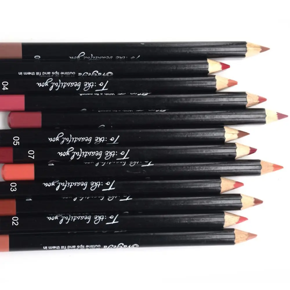 Matte Lip Liner Pencil 12 Assorted Colors Lipstick Eyeliner Pen Natural Lip Makeup Soft Pencils Waterproof and Long Lasting