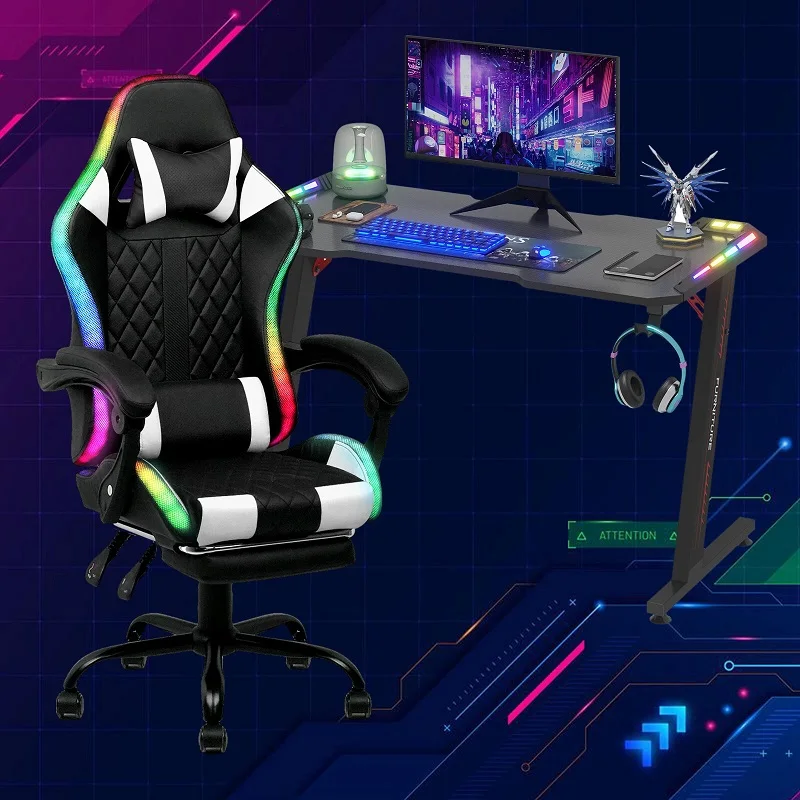 الجملة طاولات وكراسي مريحة سوداء مجموعة عالية الجودة RGB كرسي الألعاب مخصص رخيصة ألعاب الجدول