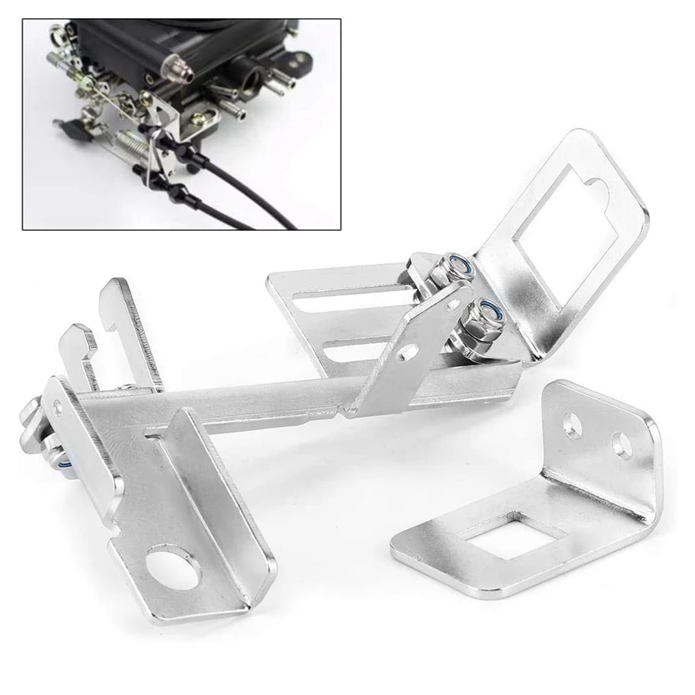 Throttle Cable Bracket, 2Pcs Adjustable Throttle Cable Bracket Kickdown Chrome Throttle Cable Mount for SBC BBC Holley