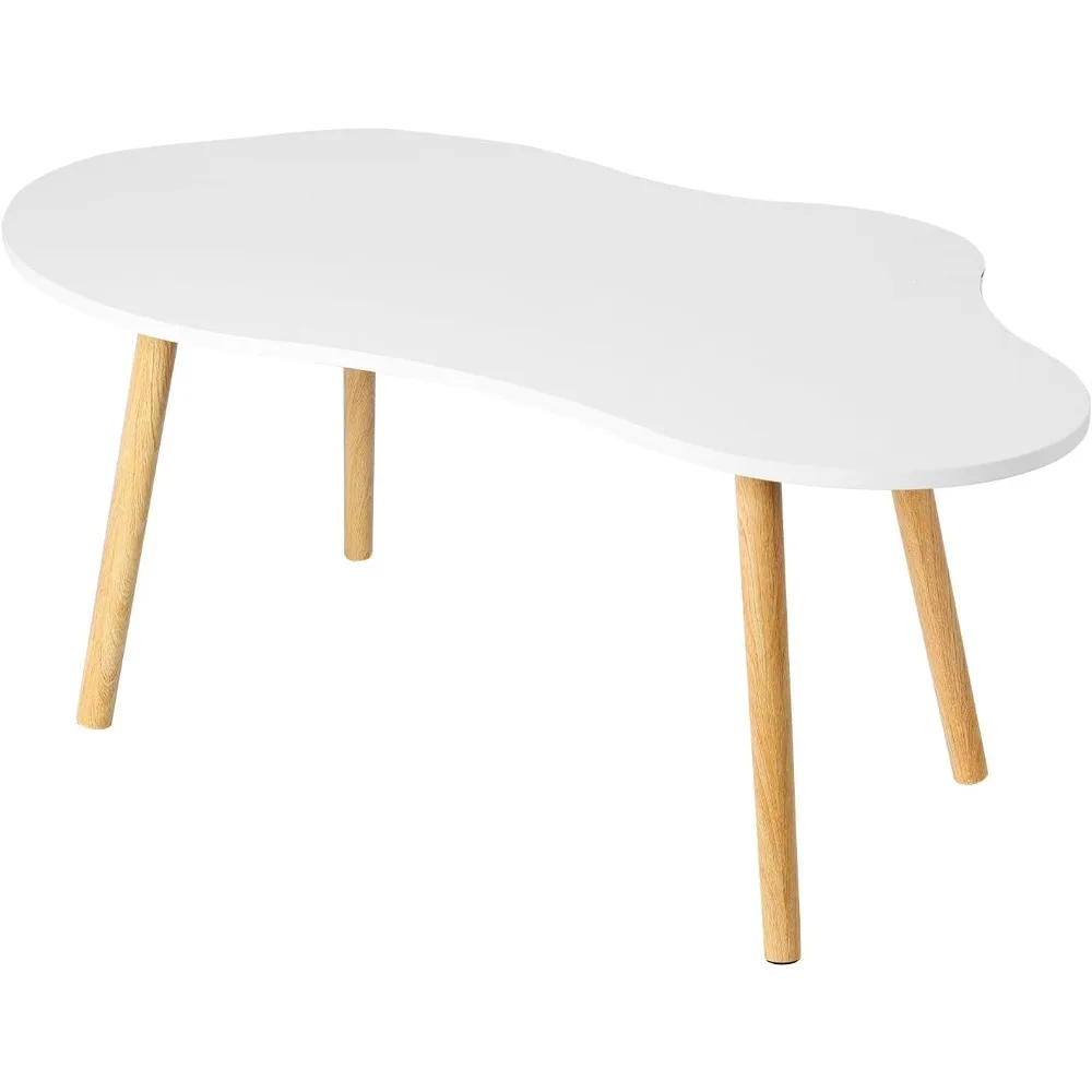 Small Coffee Table, Mid Century Modern Tea Table, Living Room Center Minimalist Display Coffee Table with Cloud Shape for Living