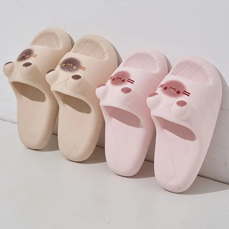

Женские милые тапочки-котики из ЭВА с толстой подошвой, мягкие и удобные домашние шлепанцы, летние нескользящие сандалии для ванной и дома, легкая обувь