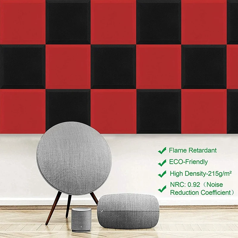 12 Pcs Sound Insulation Foam Fireproof Studio Sound Insulation Block High Density Wedge Foam Noise Reduce Foam,5X30x30cm