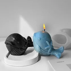 3D Dolphin Aromatherapy Candle Silicone Mold Handmade Soap Diffuser Stone Cartoon Starfish Dolphin Drop Glue DIY Plaster Mold