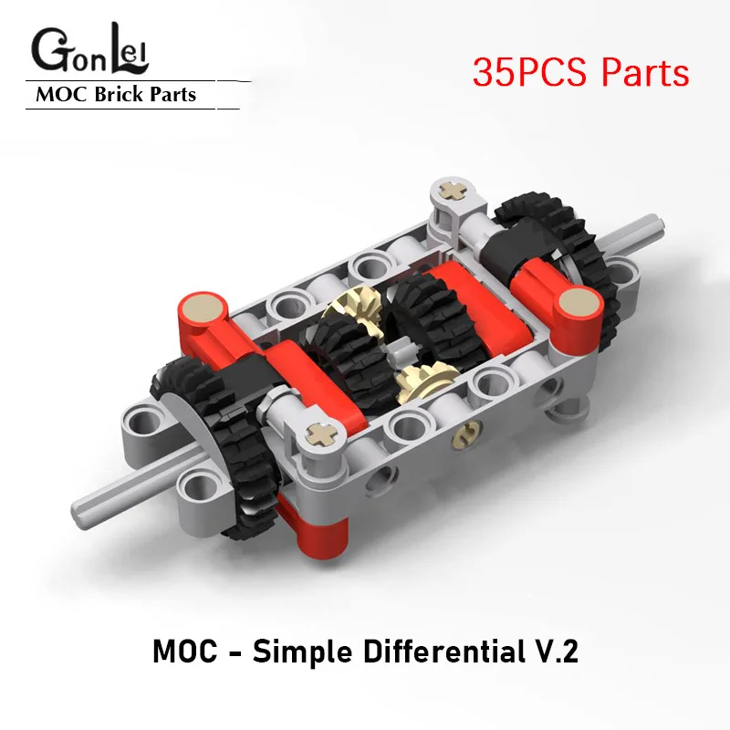 MOC-piezas de bloques técnicos, conjunto de engranaje diferencial enmarcado, 65413, 65414, construcción de caja de cambios para bloques de coches, chasis de dirección, Juguetes DIY