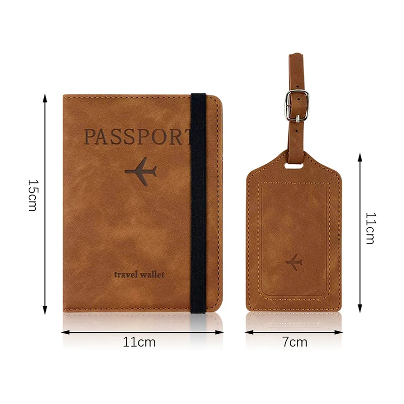 Portátil PU Couro Bagagem Tag, Passaporte de viagem e titular do crédito, Capa Multi-Function, Acessórios de negócios, Moda