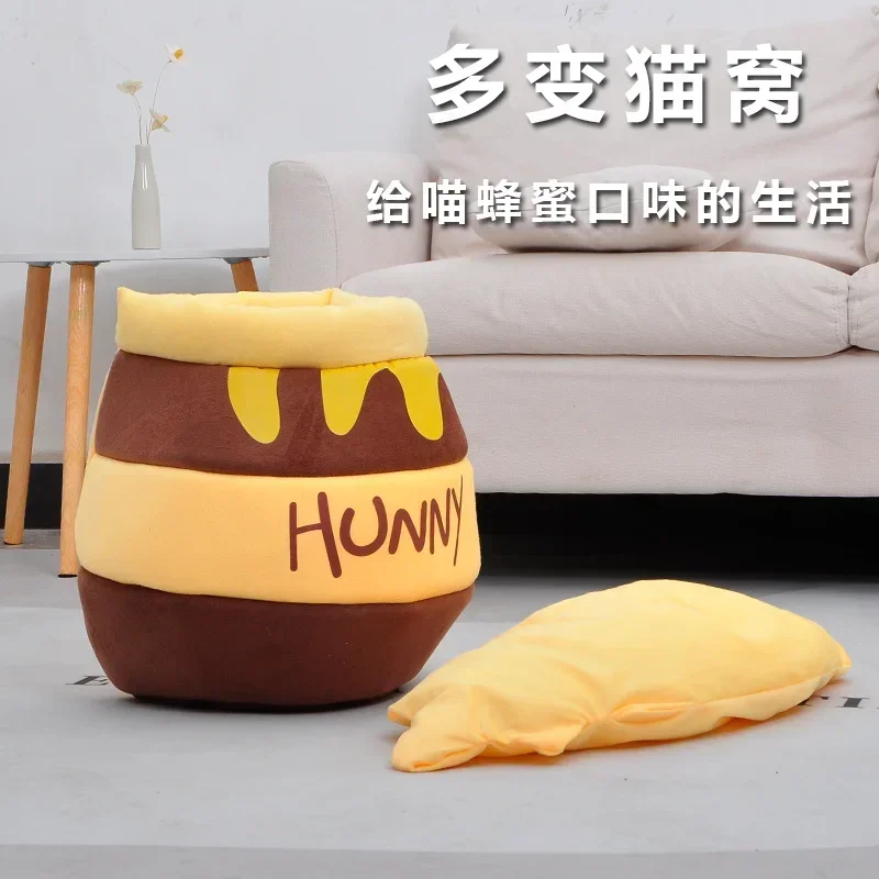 Thickened Cat Nest Winter Semi enclosed Warm Dog Nest Cat House Seasonal Universal Honey Jar Cat Bed Villa