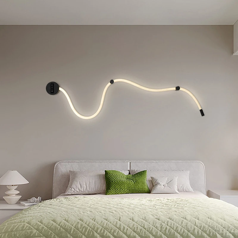 Modern Minimalist Wall Light Sconces Living Room Luxurious Lines Silicone Hose Wall Lamp Tritone Light Bedroom Bedside DIY Lamp