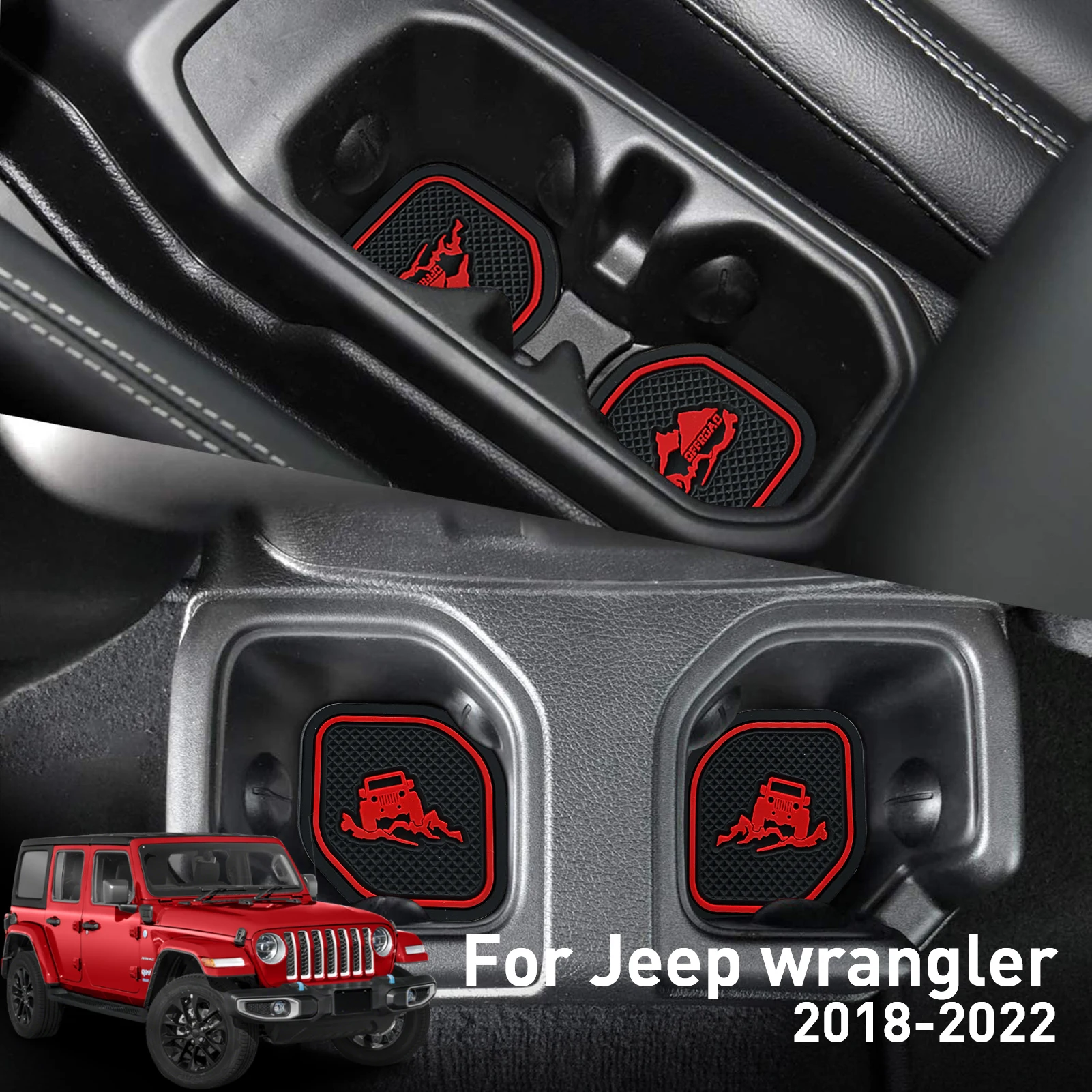 

Non-Slip Car Cup Coaster Slot Pad for Jeep Wrangler Jl Jlu 2020-2022 Year Anti-Slip Mat Pocket Mat Interior Cup Holder Pad