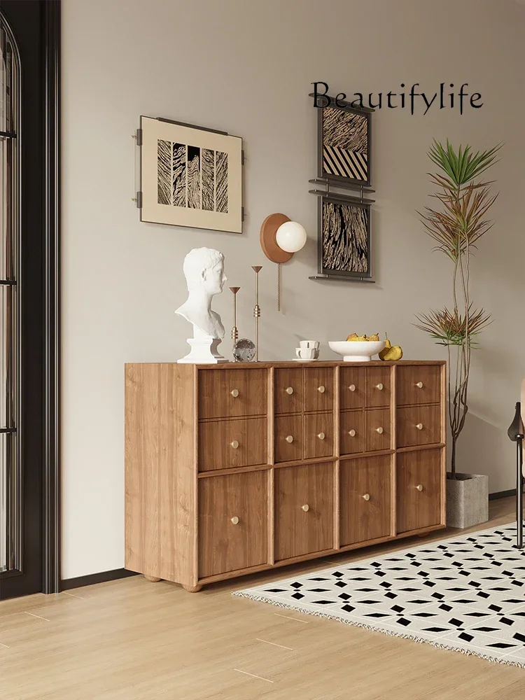 

Log dining side Solid wood entry door storage entrance Medieval style model room Homestay storage decorative cabinet