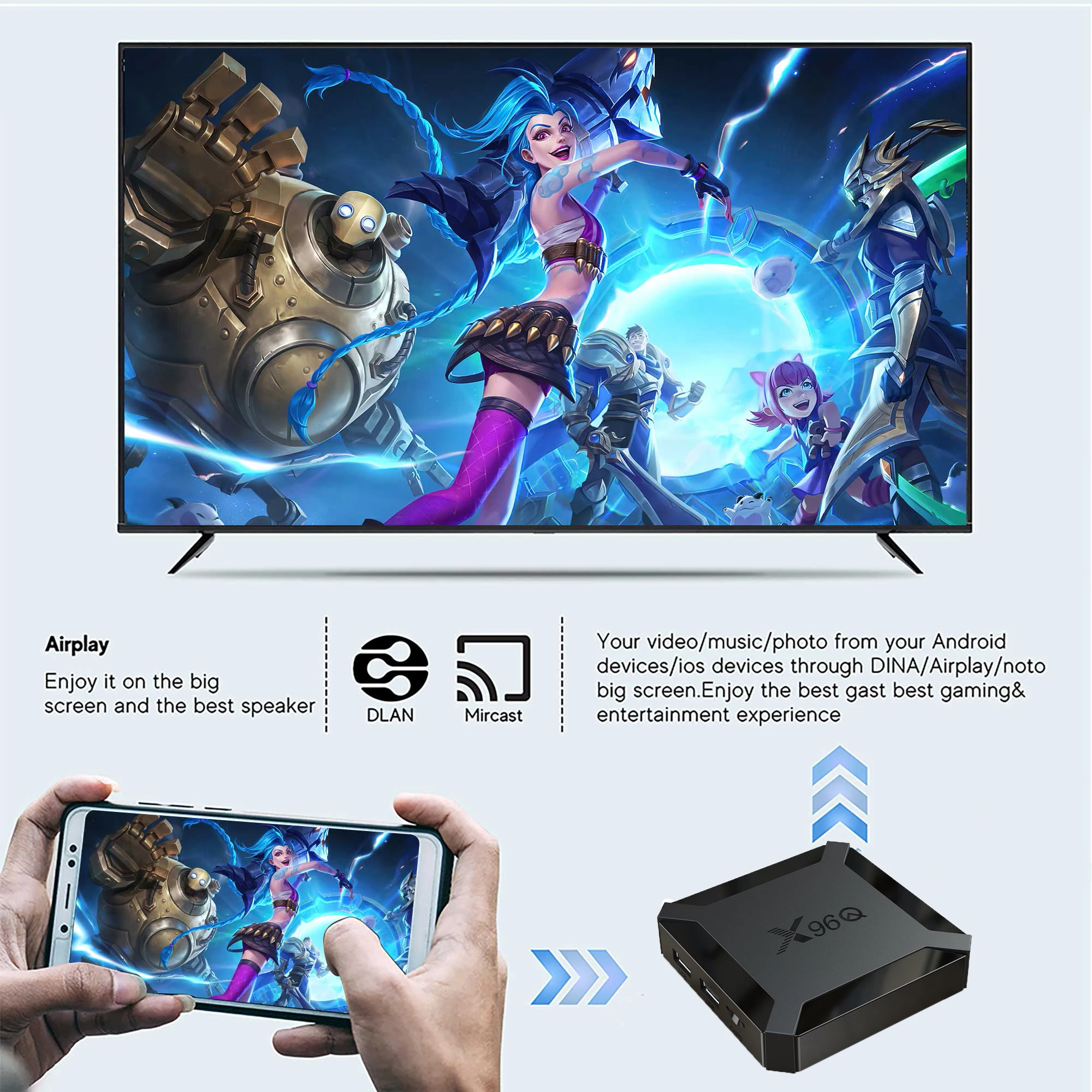 X96Q Smart Android TV Box 4K Wifi Google Player Youtube RAM 1/2GB ROM 8/16GB Multi Language Streaming Media Player Set Top Box