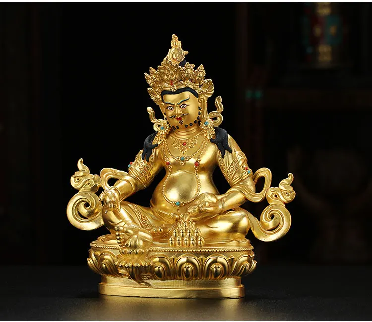 TOP GOOD Buddhism Greco-Buddhist efficacious Omnipotent God Gold-plated Yellow Jambhala fortune Mammon Buddha brass statue