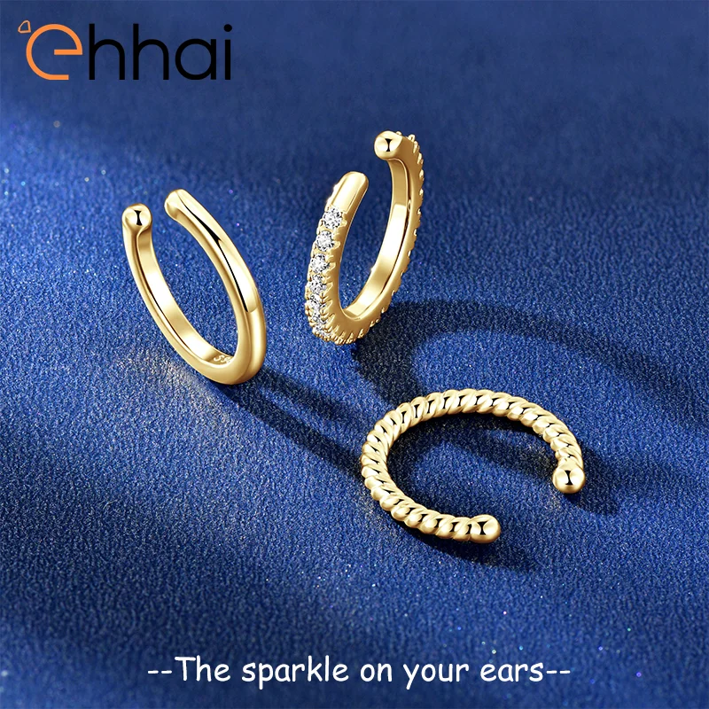 

Ehhai Round 1.2mm Moissanite Clip Earring 3pcs/Set for Women S925 Sterling Silver Cartilage Earrings Wedding Fine Jewelry Gifts