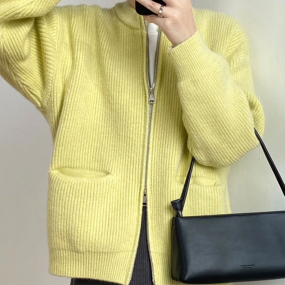 Women Sweater Cardigan Oversize Knitted Jackets Zipper Long Sleeve Tops Winter 2023 Vintage Clothes Knitwears Cashmere Outwears