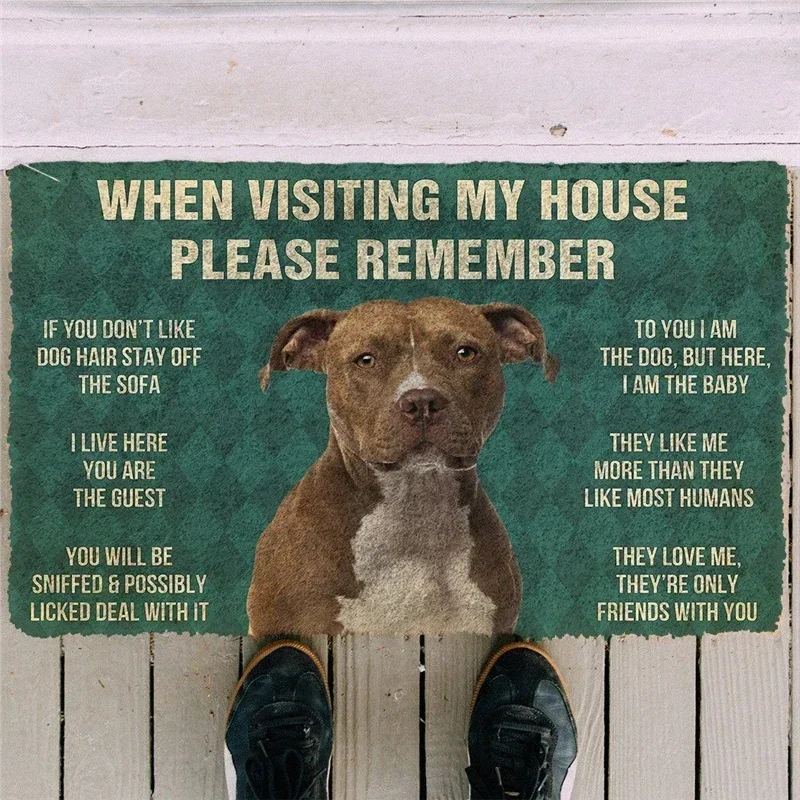 Please Remember American Staffordshire Terrier Dogs Doormat Decor Print Carpet Soft Flannel Non-Slip Doormat for Bedroom Porch