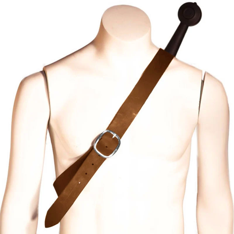 Medieval PU Leather Sword Sheath Scabbard Holder Viking Knight Pirate Cosplay Costume Shoulder Back Longsword Holster Frog LARP view 3