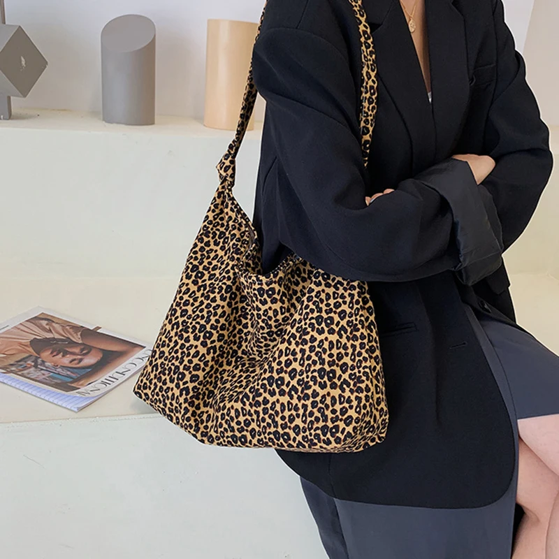 Leisure Handbag Shopping Bag Women S Fashionable Leopard Print Shoulder Bag