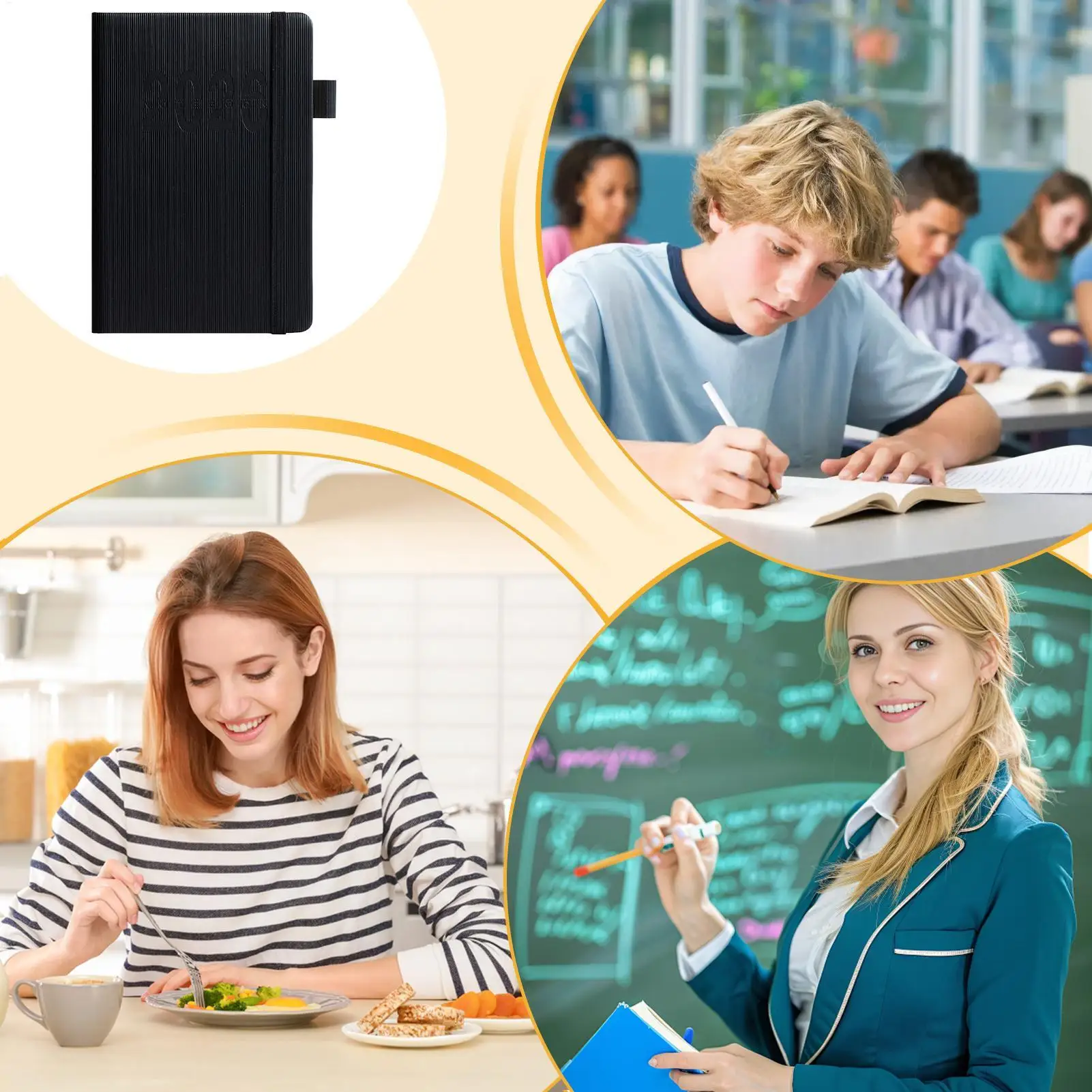 Planejador de compromissos 2026 livro de programação com alça a5 listras verticais diário inglês caderno para reuniões de trabalho fitness