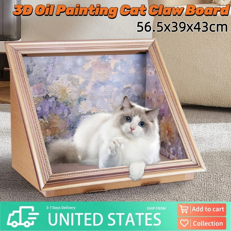 

Жизнь кошки в 3D картина маслом Кошачий домик с когтеточком Винтажная художественная фоторамка Картон Креативное украшение для дома и спальни