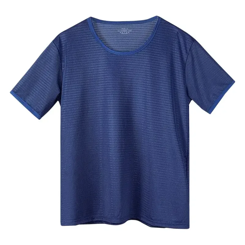 

5 шт. летняя бесшовная мужская однотонная футболка из ледяного шелка с короткими рукавами и круглым вырезом с половиной рукавов, летний тонкий топ, базовый слой, тонкий