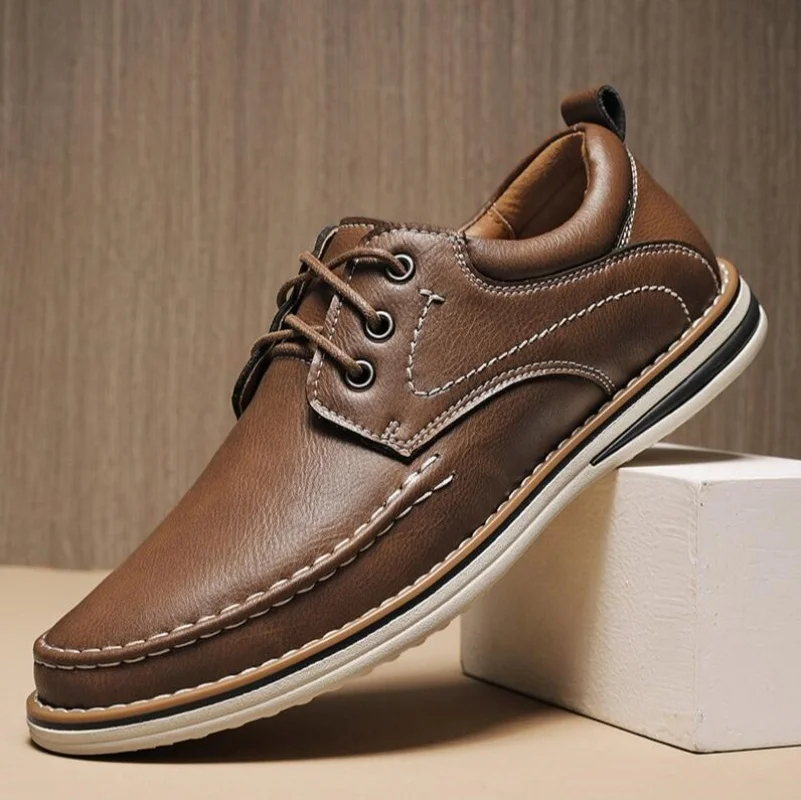 Genuine Leather Men Dress Shoes Oxfords Brogue Lace Up Mens Casual Shoes Luxury Brand Moccasins Loafers Size 38-46