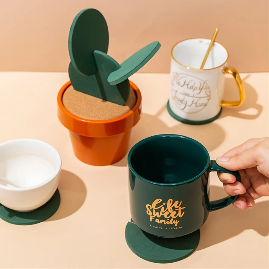 Creative Cactus Non-slip Coaster Insulated Tea Mat DIY Home Tableware Coffee Cup Holder Coaster Flower Cactus Shaped Cup Holder