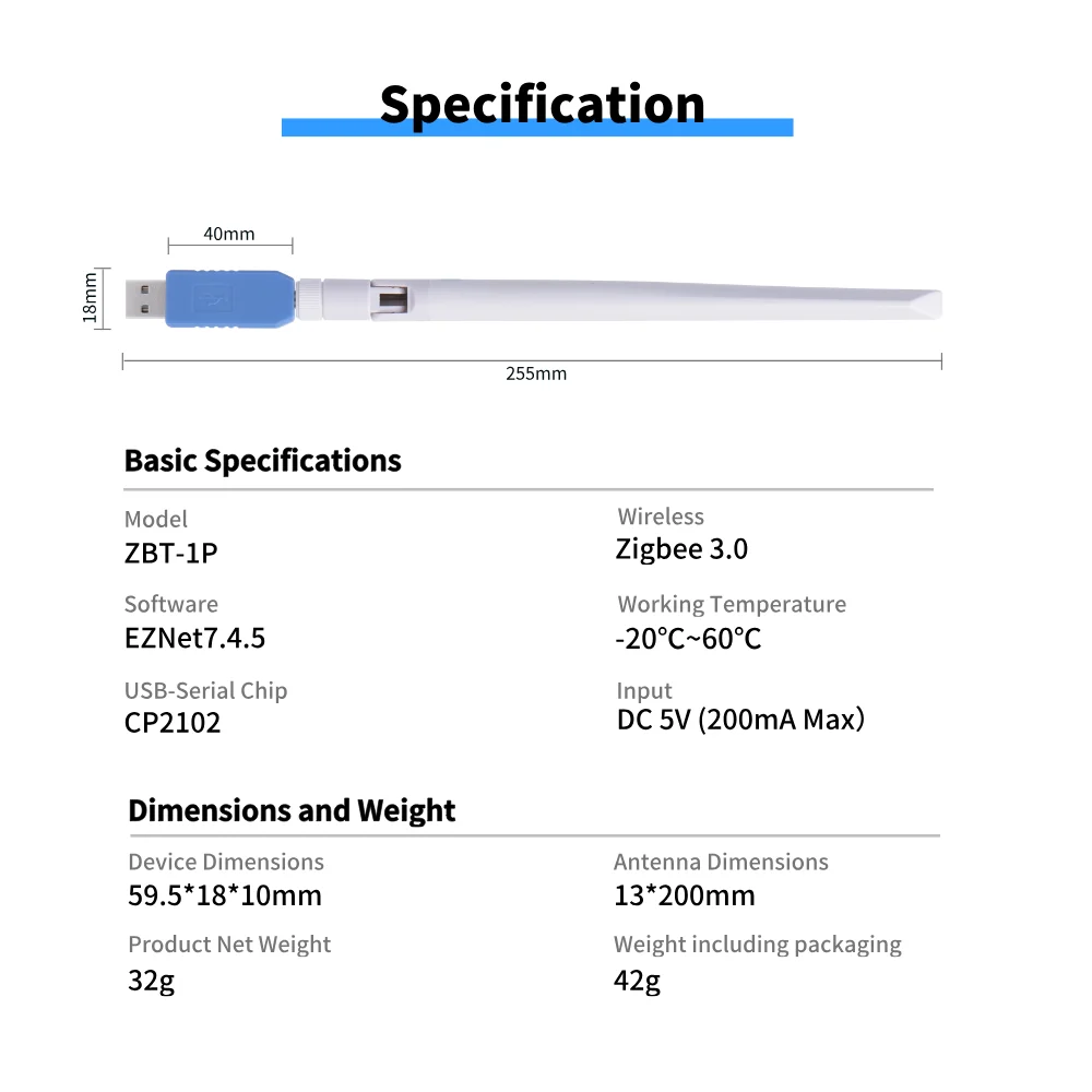 Home Assistant Connect ZBT-1 USB Stick Zigbee 3.0 Dongle compatible with Sky Connect ZHA Z2M OpenThread/Matter for Smart Home