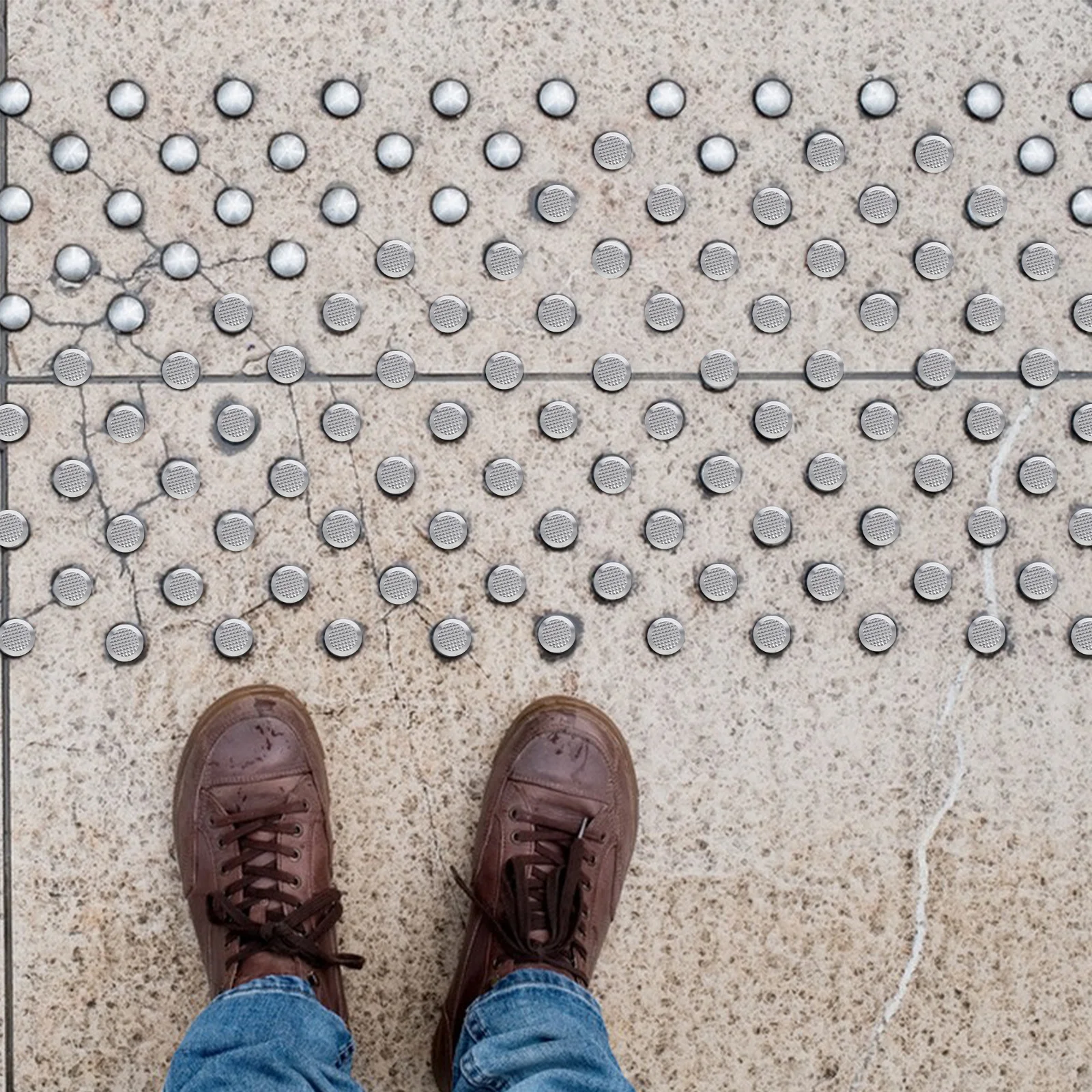 10 قطعة 304 الفولاذ المقاوم للصدأ اللمس تحذير الأظافر المضادة للانزلاق تصميم للأرصفة مترو الأنفاق المطارات السلامة التوجيهية